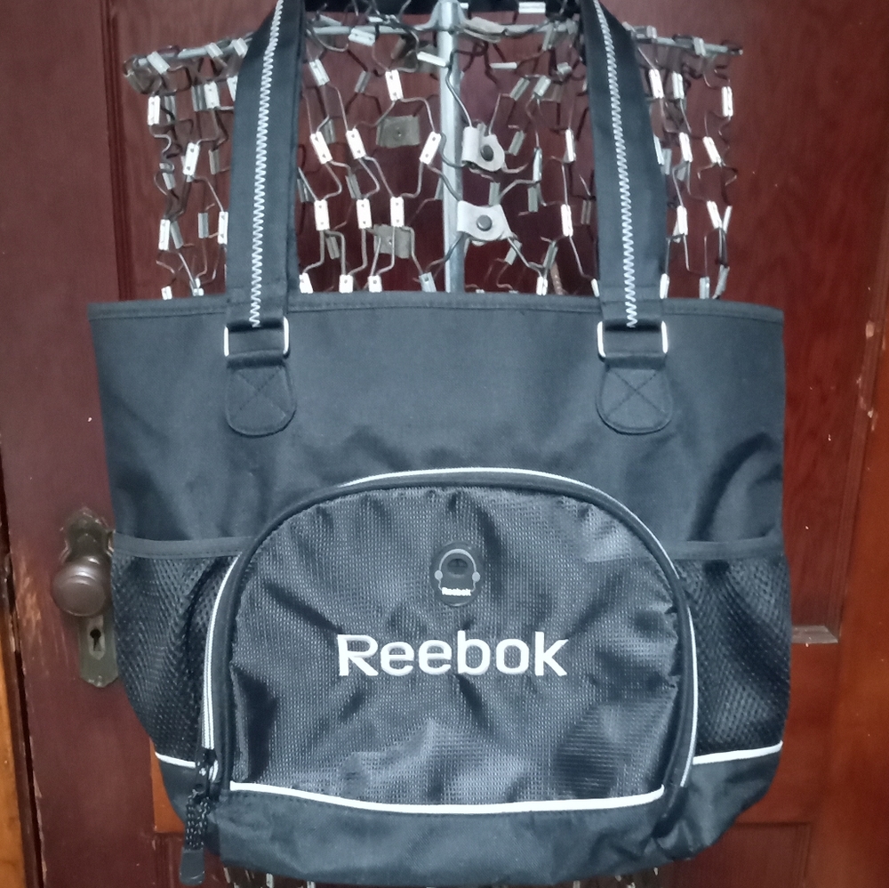 Reebok Sport Tote vinyl w/zippered side pocket item/pen holders 2 bottle holders